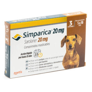 SIMPARICA 20mg  3 comprimido (PESO 5,1 - 10 Kg)