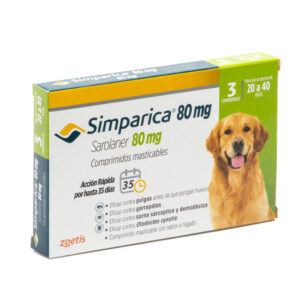 SIMPARICA 80mg 3 comprimido (PESO 20,1 - 40 Kg)